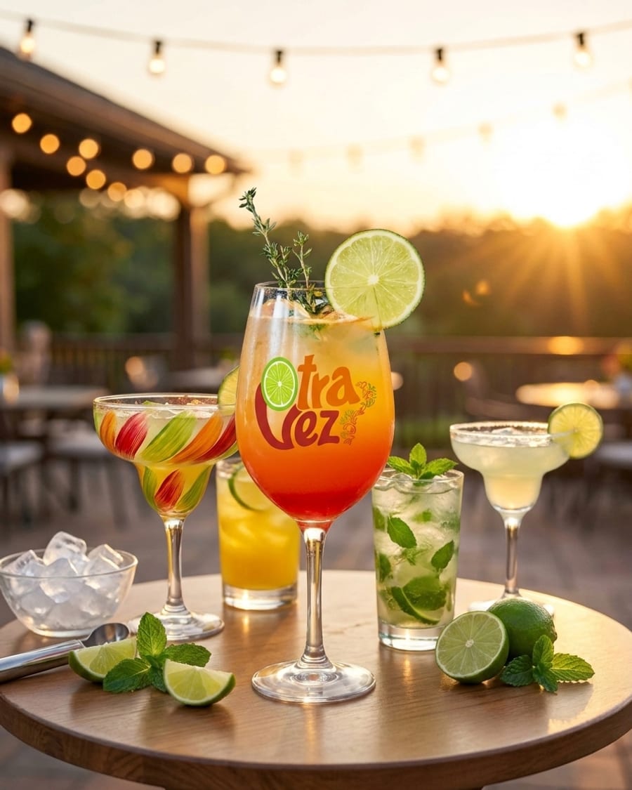 A table styled with Otra Vez drinks